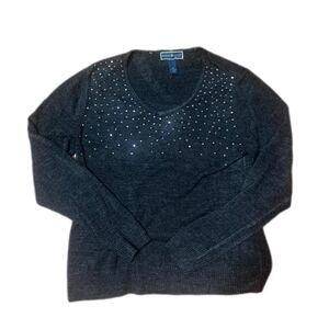 Karen Scott Women's Grey Sweater with Rhinestone Embellishments Size: XL